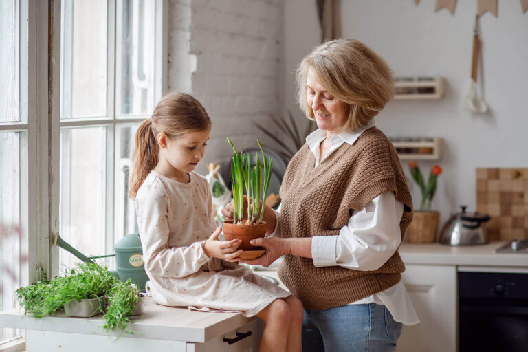 Grandmother with her grand daughter