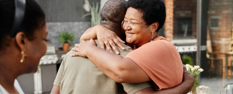 Two people hugging